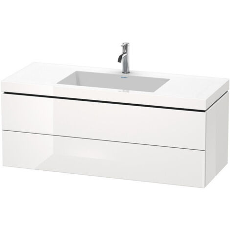 Meuble sous-vasque L-CUBE WT Vero Air 500x1200x480mm 1 trou de robinetterie blanc brillant