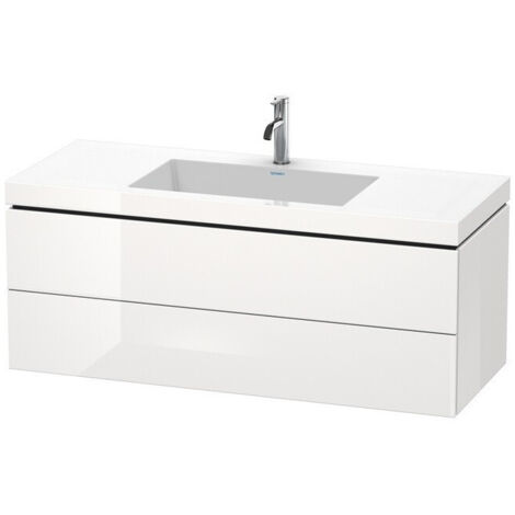 Meuble sous-vasque L-CUBE WT Vero Air 500x1200x480mm sans trou de robinetterie blanc brillant