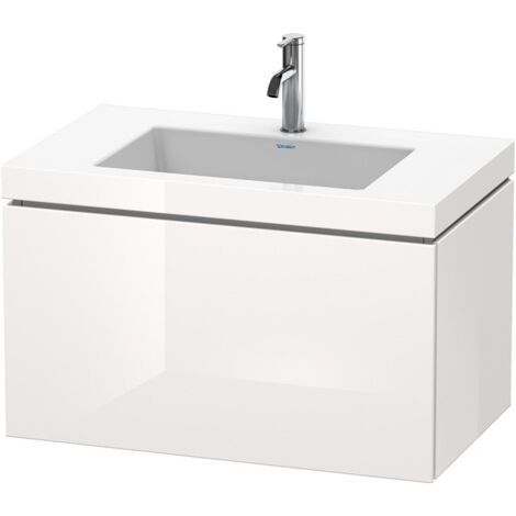 Meuble sous-vasque L-CUBE WT Vero Air 500x800x480mm 1 trou de robinetterie blanc brillant
