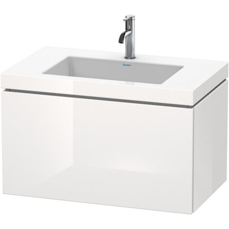 Meuble sous-vasque L-CUBE WT Vero Air 500x800x480mm 1 trou de robinetterie blanc brillant