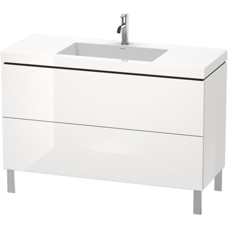 Meuble sous-vasque L-CUBE WT Vero Air 698x1200x480mm 1 trou de robinetterie blanc brillant