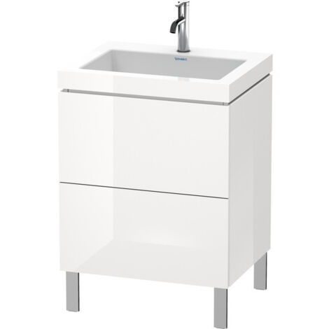 Meuble sous-vasque L-CUBE WT Vero Air 698x600x480mm sans trou de robinetterie blanc brillant