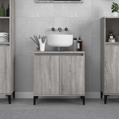 Meuble sous vasque lavabo  Meuble d'évier sonoma gris 58x33x60 cm bois d'ingénierie 34905