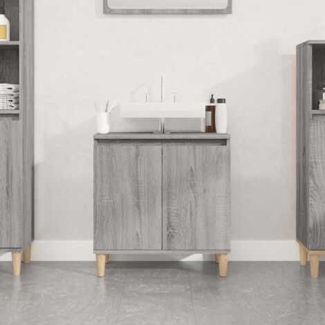 Meuble sous vasque lavabo  Meuble d'évier sonoma gris 58x33x60 cm bois d'ingénierie 96582