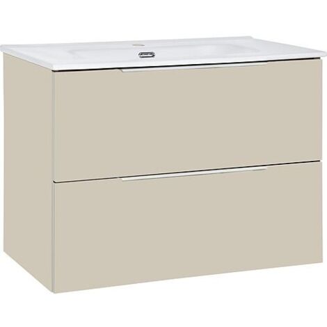 Meuble sous-vasque+Meuble sous-vasque Bali, taupe brillant, 2 tiroirs, 810x620x460m