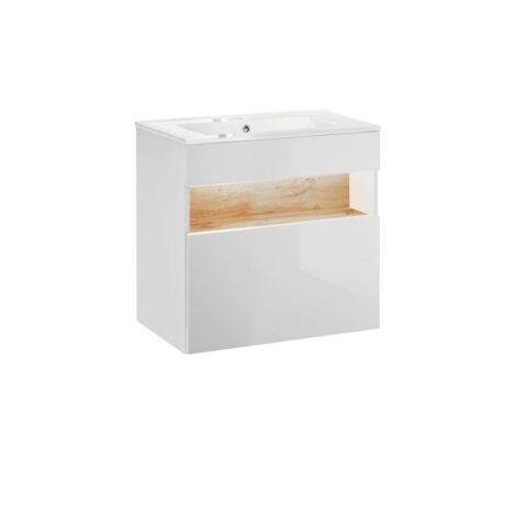 Meuble sous vasque mural - H 68 x l 60 x P 46 cm - Caraïbe White - Livraison gratuite