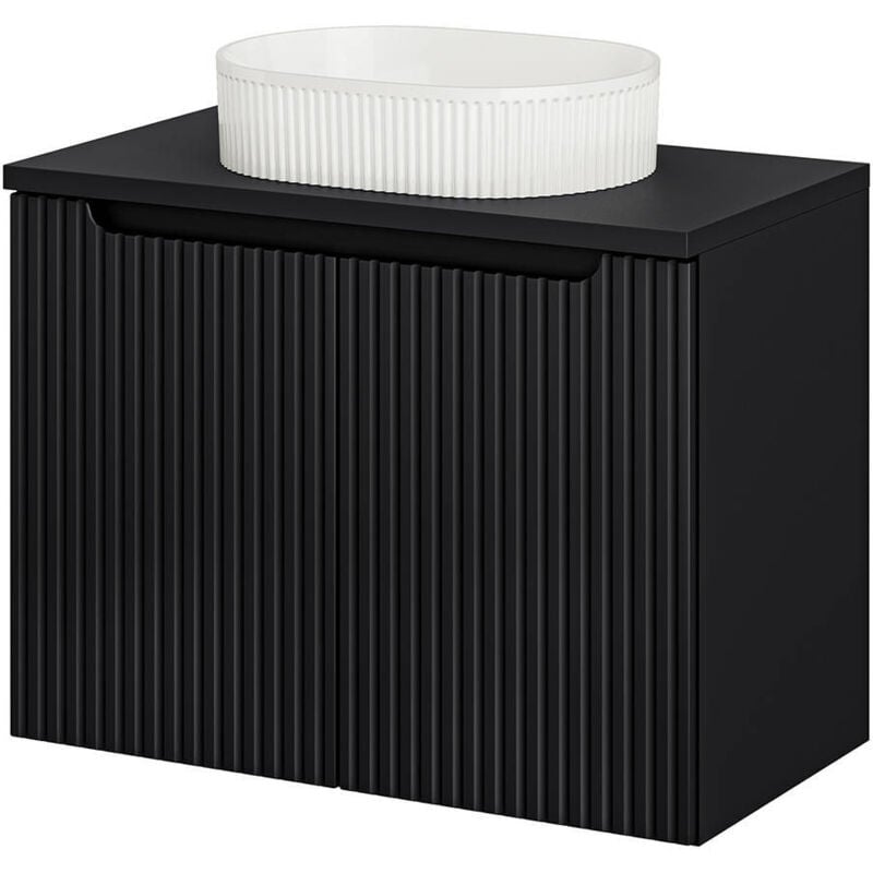 [en.casa] - Meuble sous-vasque newport avec lavabo 80 x 71 x 40 cm noir rainuré