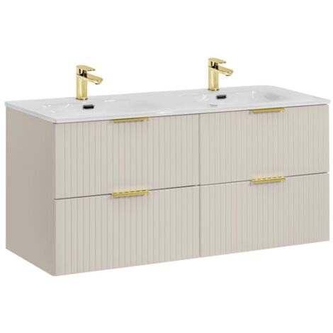 Meuble sous vasque NOXERA 120 cm – Marron congo – Double vasque encastrée + siphons