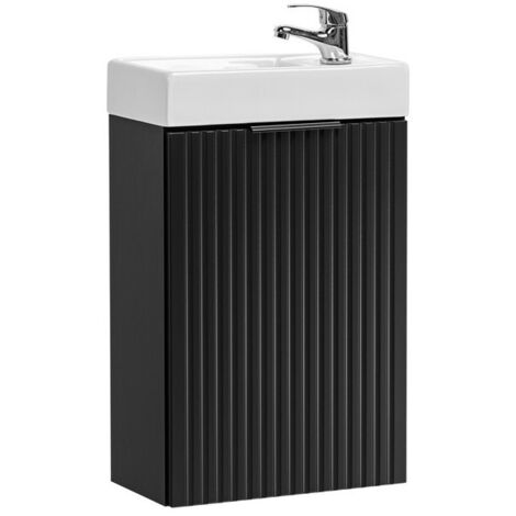 Meuble sous vasque NOXERA 40 cm – Noir mat – Vasque encastrée pour toilettes