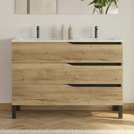 Meuble Bas De Salle De Bain Unika 70 – 3 Tiroirs, Bois D’orme, Fabrication Italienne