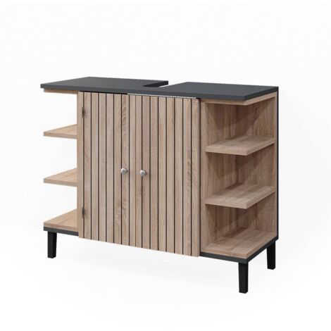 Meuble sous vasque simple Aquis, Sonoma, 79.6 x 64 cm avec 2 portes, Vicco