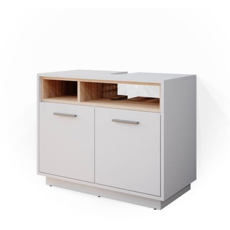 Vicco – Meuble sous vasque simple 80 x 64 cm – Panneau de particules 16 mm – Revêtement en mélamine – Rangement esthétique salle de bains