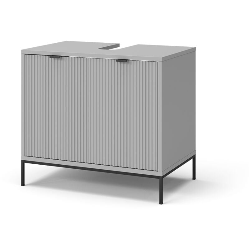 Vicco - Meuble sous vasque simple Eliza, Gris, 60 x 63 cm avec portes