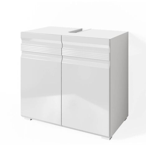 Vicco – Meuble sous vasque simple Freddy – Blanc haute brillance – Dimensions 60 x 56 x 34 cm – Panneau de particules 16 mm – Installation facile