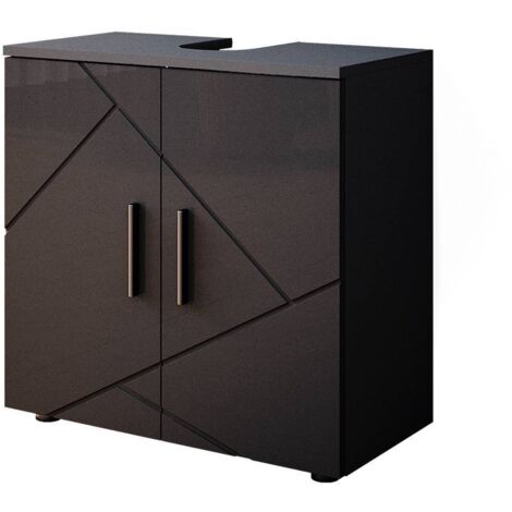 Vicco – Meuble sous vasque simple 60 x 59 cm – Anthracite haute brillance – Panneau de particules 16 mm – Espace pour siphon