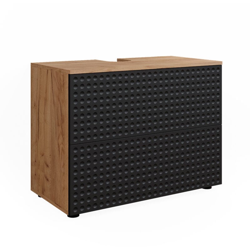Meuble sous vasque simple Irma, Anthracite à pois, 80 cm avec 2 tiroirs, Vicco