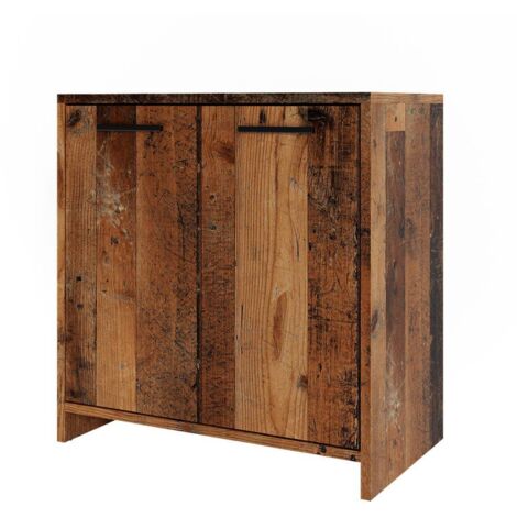Vicco – Meuble bas de salle de bain simple Kiko – Chêne rustique – 58 cm de large x 60 cm de haut – 2 portes d'aile pour rangement optimisé