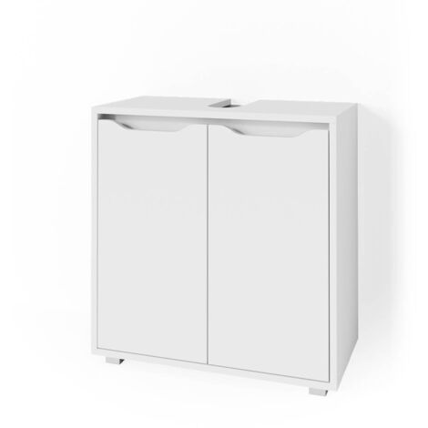 Vicco – Meuble bas de salle de bain blanc 60 x 62.5 x 30 cm – Panneau de particules 16 mm – Revêtement mélamine – 2 portes d'aile
