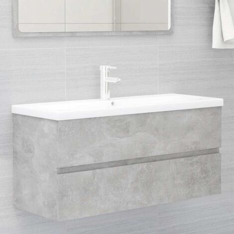 Meuble sous vasque simple,Meuble bas pour évier avec lavabo,Armoire d'évier de salle de bain intégré Gris béton Aggloméré -55121