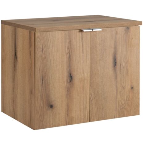 Meuble sous vasque suspendu 2 portes avec le plan NOVA OAK 80 CM en chêne