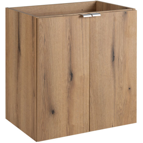 Meuble sous vasque suspendu 2 portes NOVA OAK 50 cm en chêne