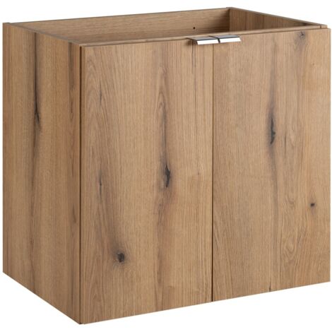 Meuble sous vasque suspendu 2 portes NOVA OAK 60 cm en chêne