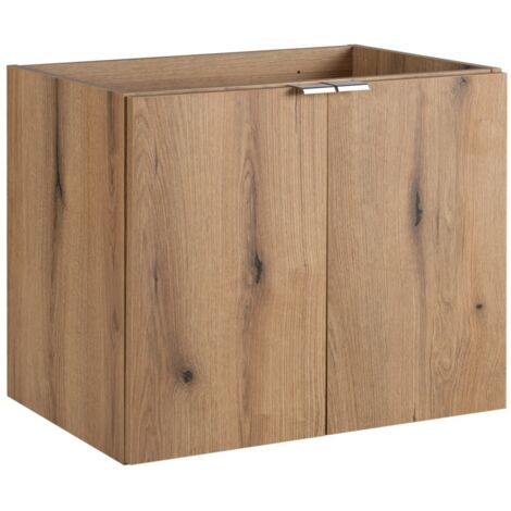 Meuble sous vasque suspendu 2 portes NOVA OAK 80 cm en chêne
