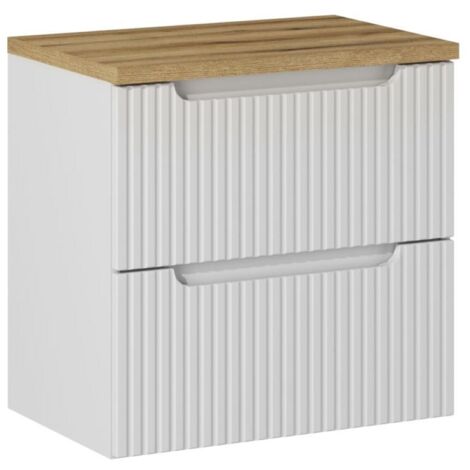 Meuble sous vasque suspendu 2 tiroirs  NOVA blanc avec le plan OAK 60 CM