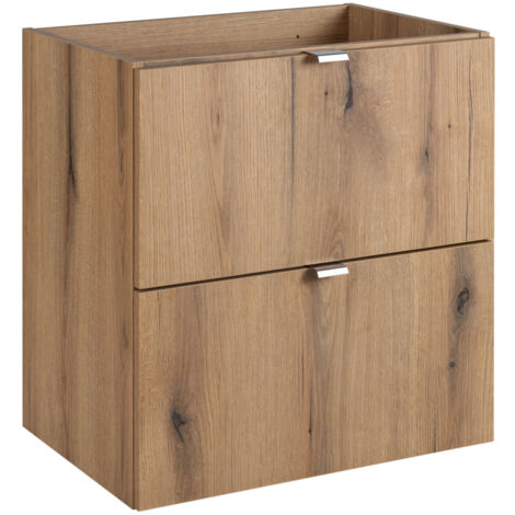 Meuble sous vasque suspendu 2 tiroirs NOVA OAK 50 CM en chêne