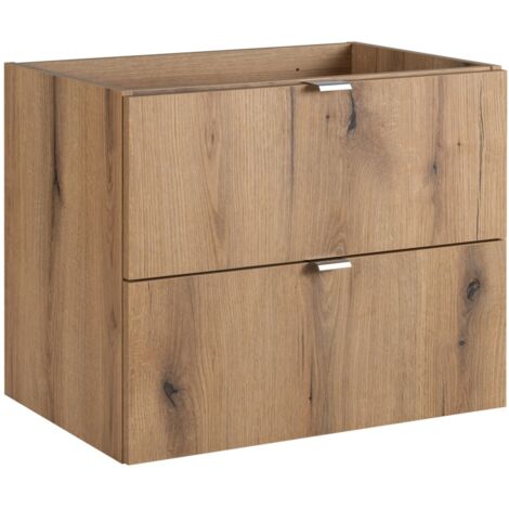 Meuble sous vasque suspendu 2 tiroirs NOVA OAK 80 cm en chêne