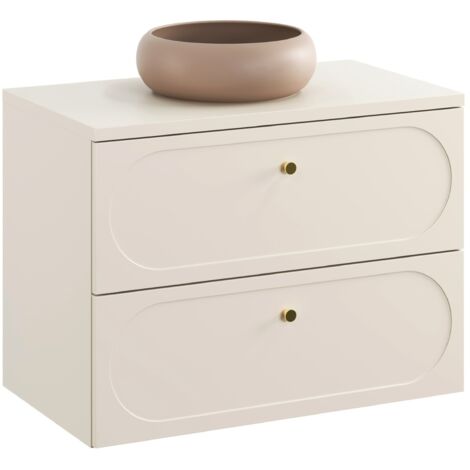 Meuble sous vasque suspendu  80 cm DONNA SAND beige avec plan et vasque WIKI