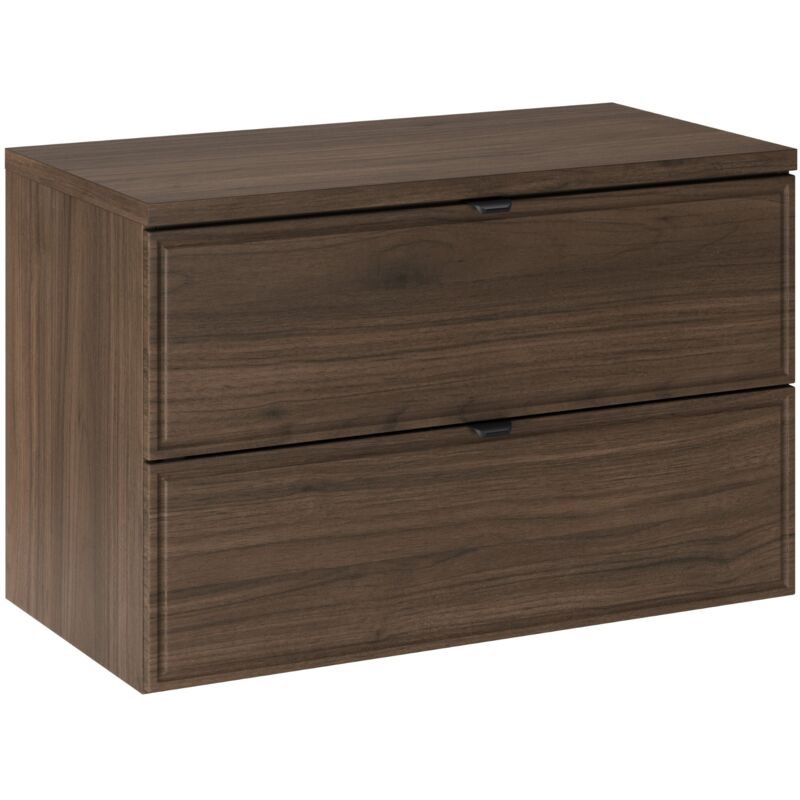 Meuble sous vasque suspendu avec plan TERRA VILLA coloris noyer foncé 80 cm