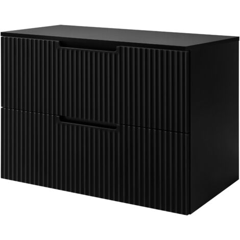 Meuble sous vasque suspendu avec plan VENA noir 80 cm