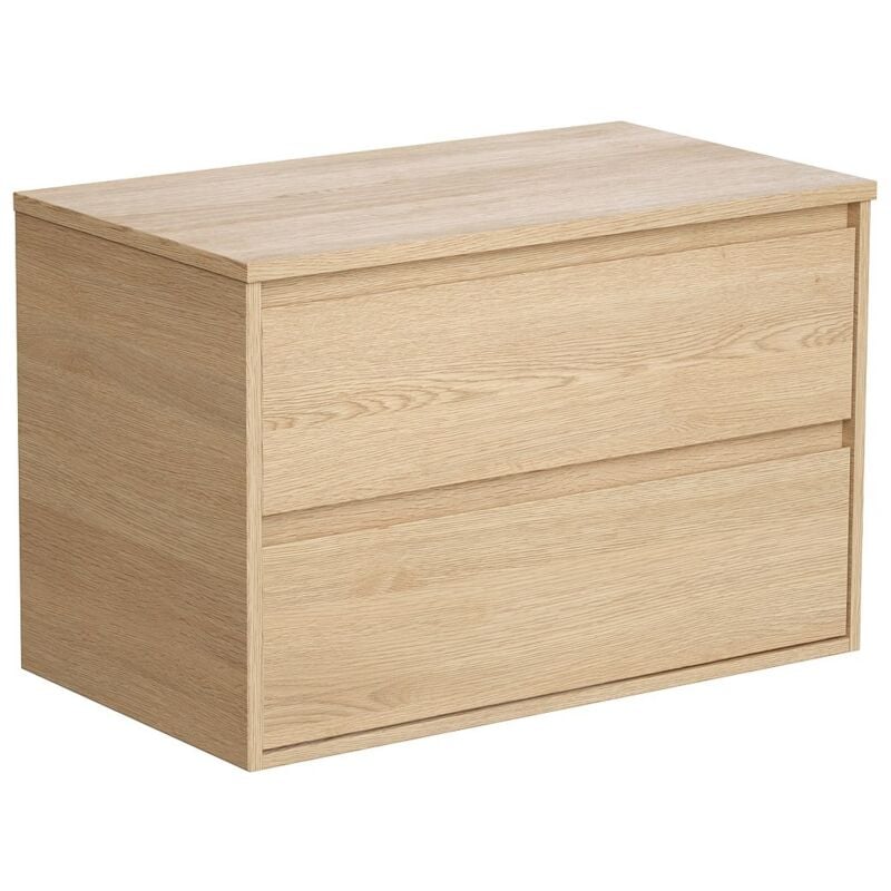 Vente-unique - Meuble sous vasque suspendu avec planche - Placage chêne - 80 cm - milipam