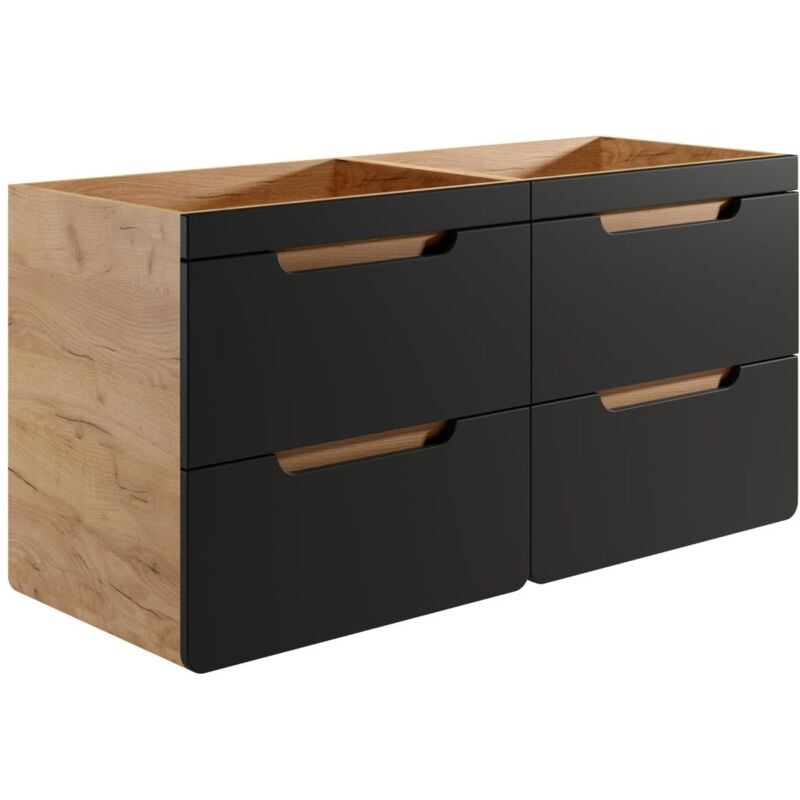 Vente-unique - Meuble sous vasque suspendu coloris naturel et anthracite - 120 cm - aruba