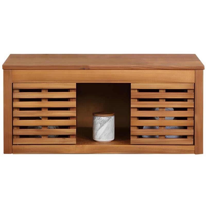 Vente-unique - Meuble sous vasque suspendu en bois d'acacia - 90 cm - penebel