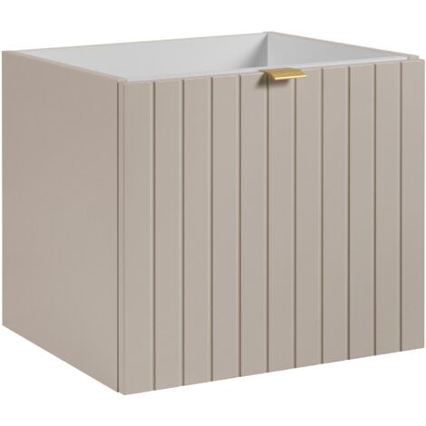 Meuble sous-vasque suspendu HARMO 50 cm Façade rainuré cachemire semi-mat