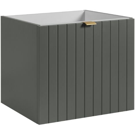 Meuble sous-vasque suspendu HARMO 50 cm Façade rainuré vert semi-mat