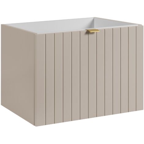 Meuble sous-vasque suspendu HARMO 60 cm Façade rainuré cachemire semi-mat