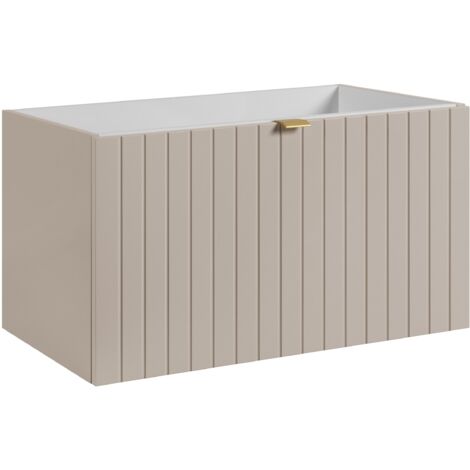 Meuble sous-vasque suspendu HARMO 80 cm Façade rainuré cachemire semi-mat