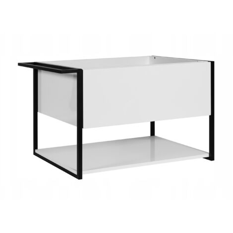 Meuble sous vasque suspendu LOV avec porte-serviettes blanc brillant et noir 80 cm