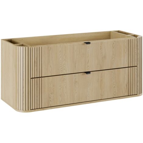 Meuble sous vasque suspendu OVALIA - 2 tiroirs chêne 120 cm