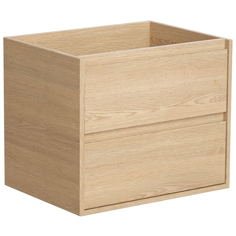 Vente-unique - Meuble sous vasque suspendu - Placage chêne - 60 cm - milipam