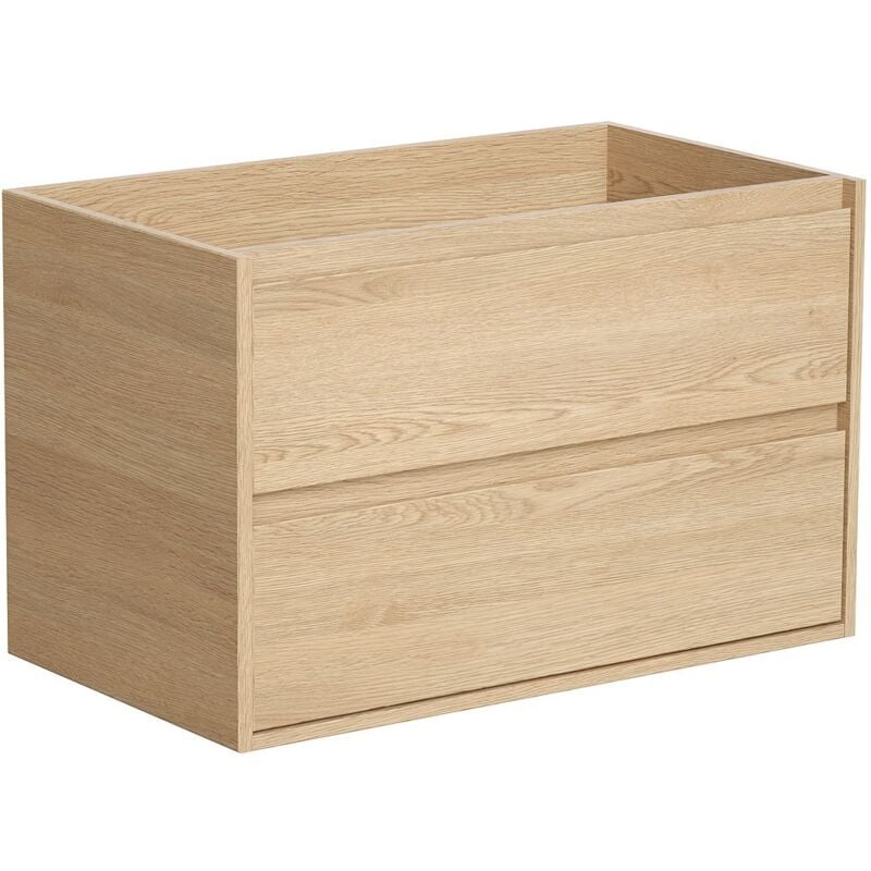 Vente-unique - Meuble sous vasque suspendu - Placage chêne - 80 cm - milipam