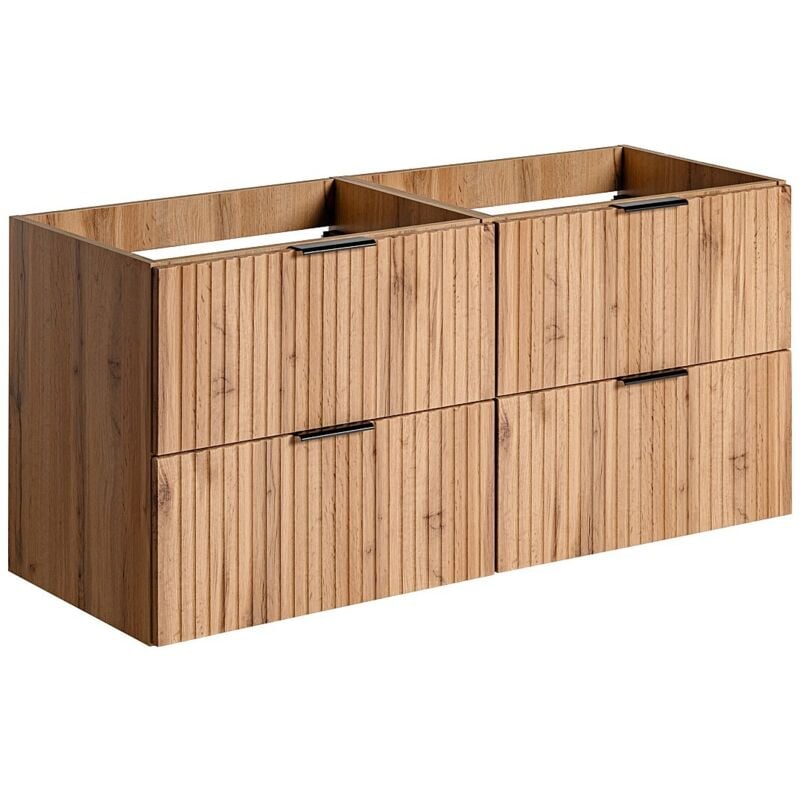 Vente-unique - Meuble sous vasque suspendu strié - Naturel clair - L120 cm - zevara