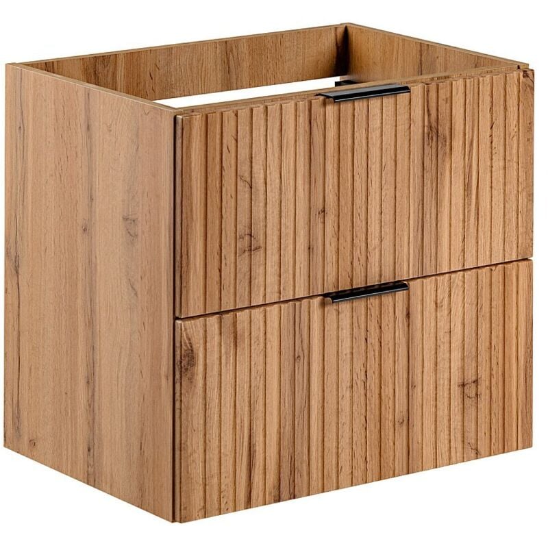 Vente-unique - Meuble sous vasque suspendu strié - Naturel clair - L60 cm - zevara