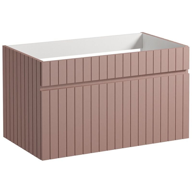 Vente-unique - Meuble sous vasque suspendu strié rose - 80 cm - satara