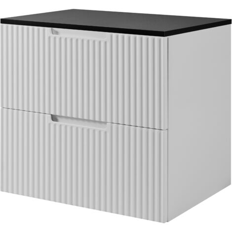 Meuble sous vasque suspendu VENA blanc 60 cm avec plan noir