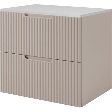 Meuble sous vasque suspendu VENA cachemire 60 cm avec plan blanc