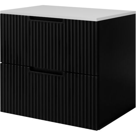 Meuble sous vasque suspendu VENA noir 60 cm avec plan blanc